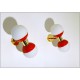 Pair of Wall Sconces DOUBLE SPHERE GLASS Art. A-052 - BRASS / RED