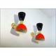 Pair of Wall Sconces Art. A-082 - Metal Lampshade - Brass structure - RED / BLACK Color