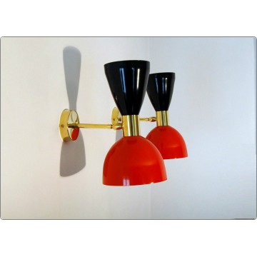 Wall Lamp Art. A-082 - Metal / Brass - RED / BLACK Color