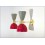 DEYROO - Pair of Wall Lamps Art. A-096 - Metal / Brass - GRAY / RED