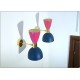 Wall Lamp Art. A-031 - Metal / Brass - PINK / BLUE Opaque