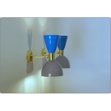 Wall Lamp Art. A-136 - Metal / Brass - LIGHT BLUE - GREY