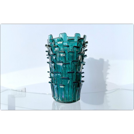 VENINI - Vase by Fulvio Bianconi Mod. RITAGLI – Limited Edition GREEN Acquamarine