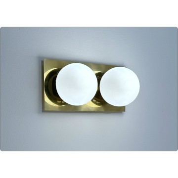 Wall Lamp DOUBLE SPHERE GLASS Art. A-302 - BRASS / Nickel BRASS Dark